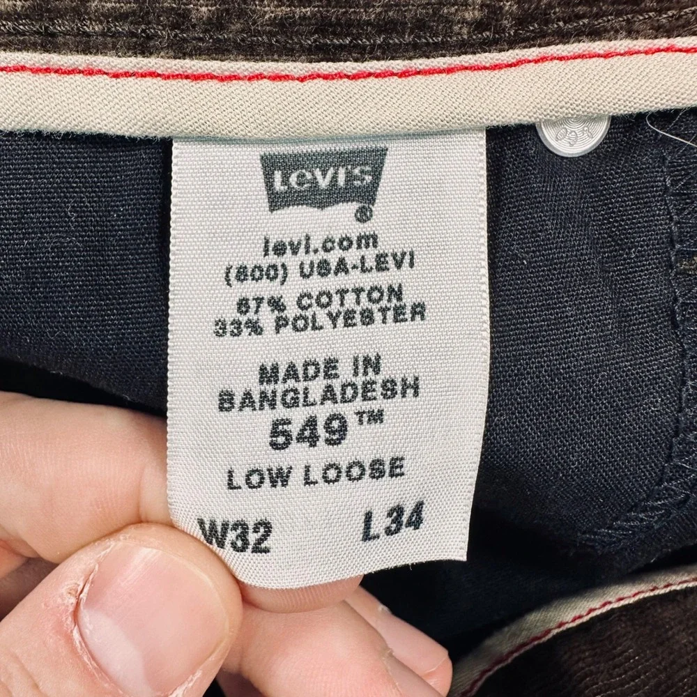 Levis 549 Low Loose Corduroy Pants Mens 32x34 Brown Straight Baggy VTG Y2K Retro